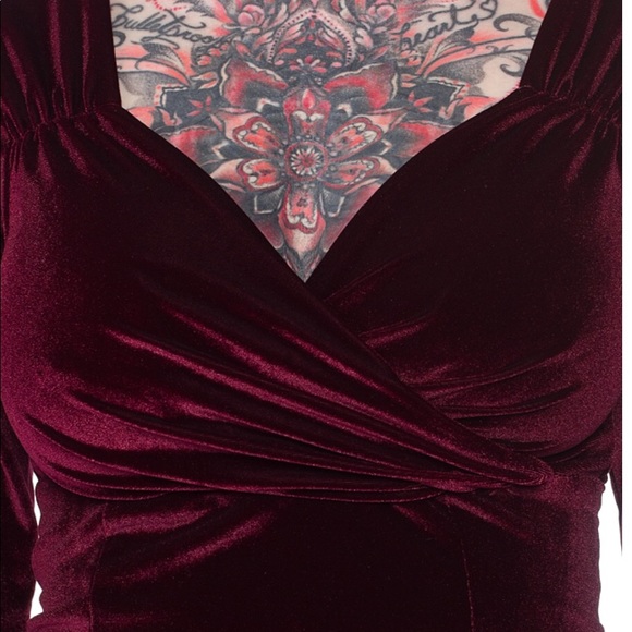 NWT ROCK STEADY BURGUNDY VELVET DRESS XL - Picture 4 of 6